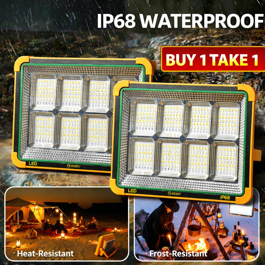 Solar Camping Light Outdoor Waterproof IP68 Emergency Flood Lamp with Solar Panel